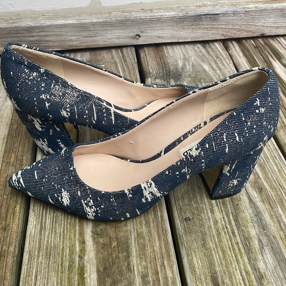 Karl Lagerfeld "Addie" Tweed Block Heel Shoes Size 8